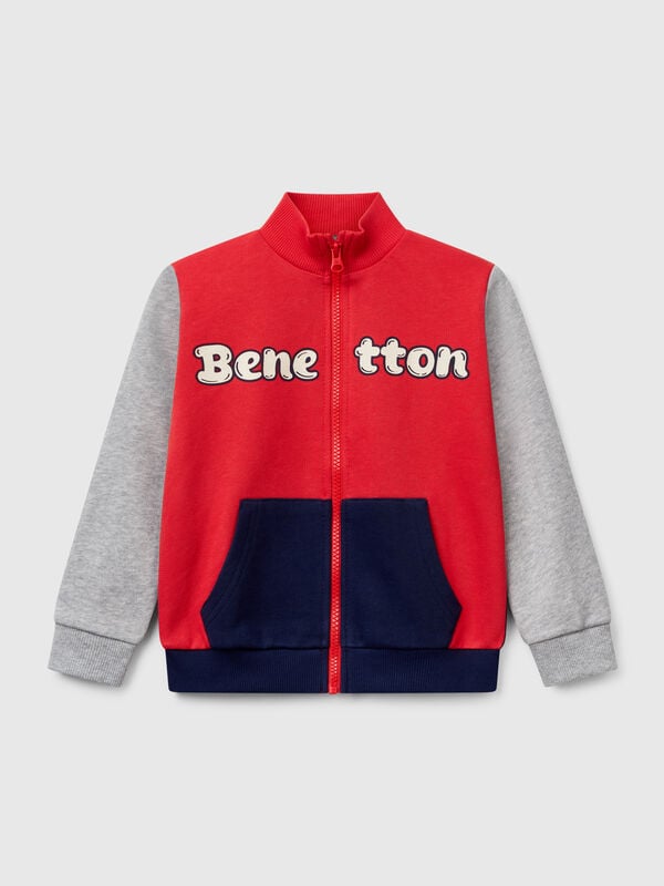 Felpa in cotone con zip Bambino