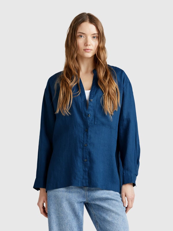 Camicia over in puro lino Donna