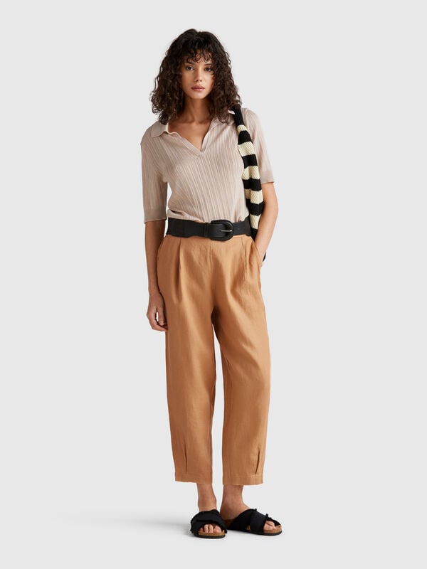 Pantaloni morbidi in puro lino Donna