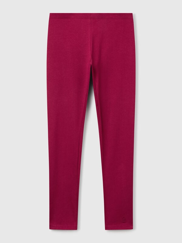 Leggings in cotone stretch con logo Bambina