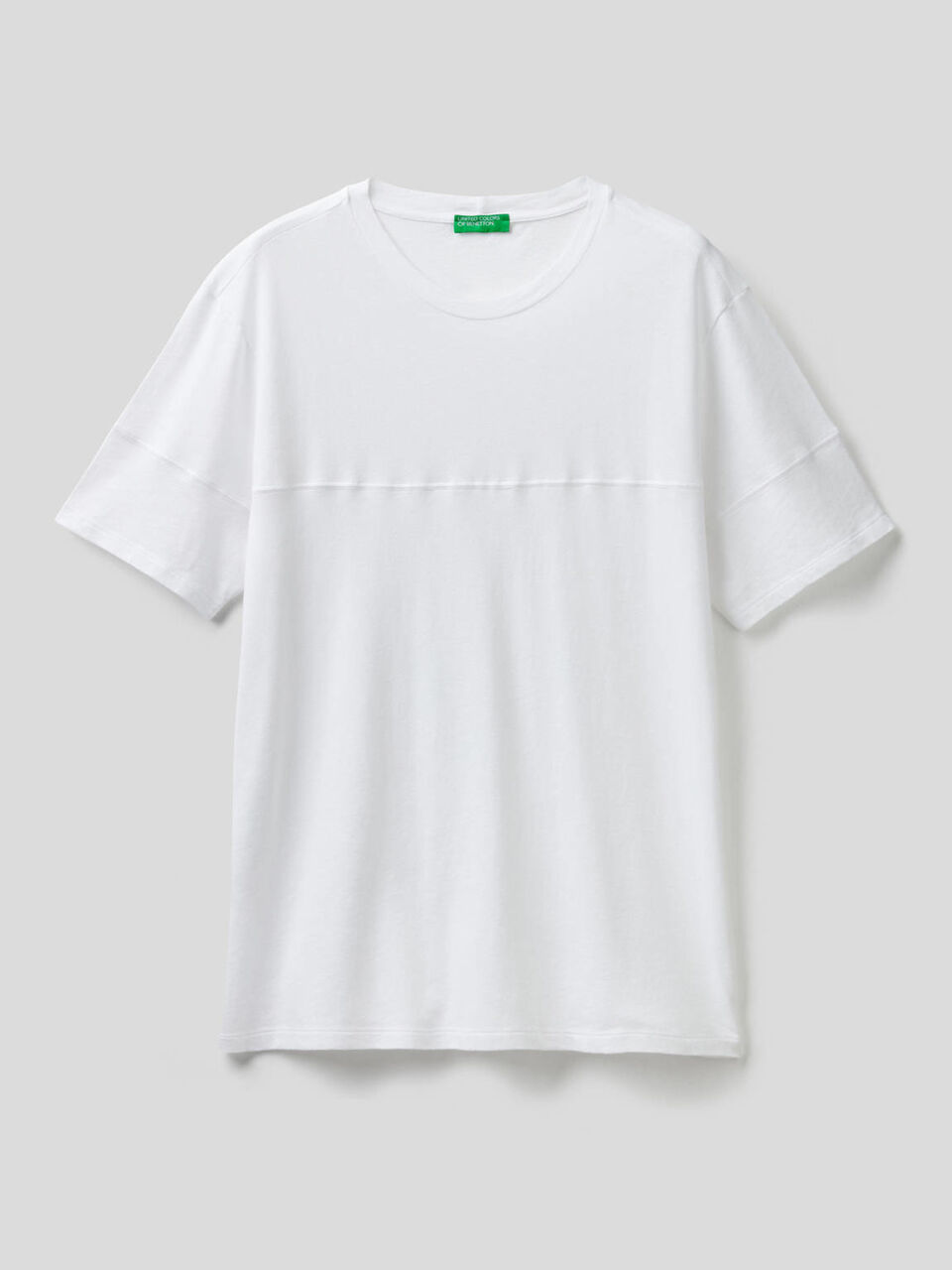 T-shirt tinta unita in misto lino image number 1
