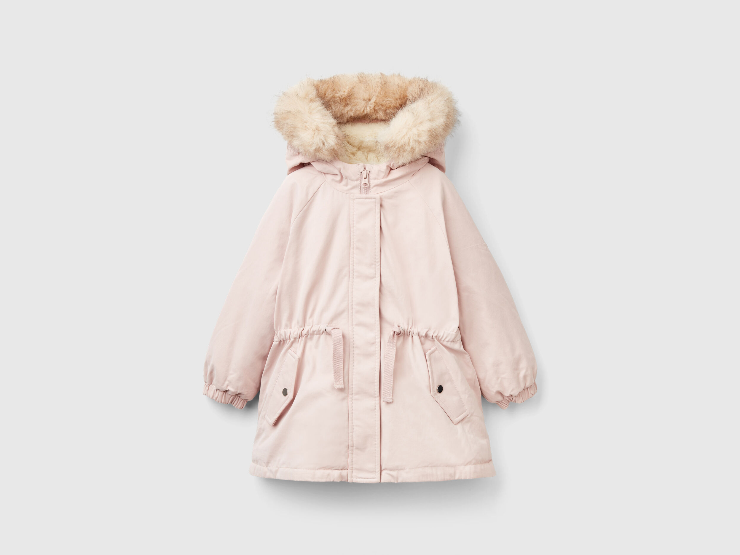 Parka imbottito con coulisse Rosa Tenue Benetton