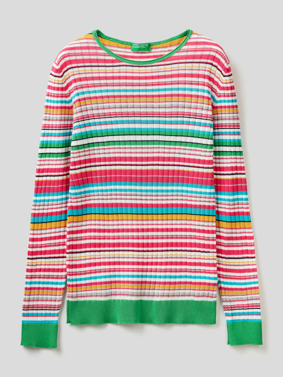 Maglia 100% cotone a righe multicolor image number 1