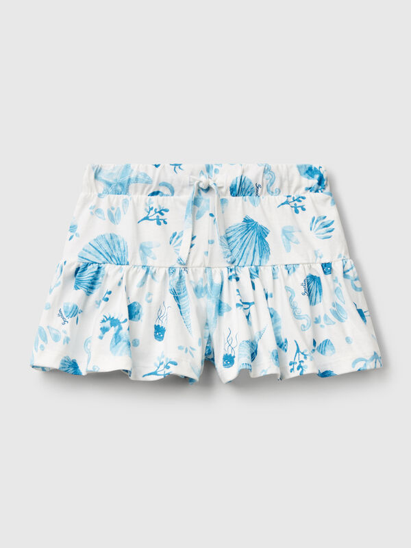 Shorts bianchi con conchiglie blu Bambina
