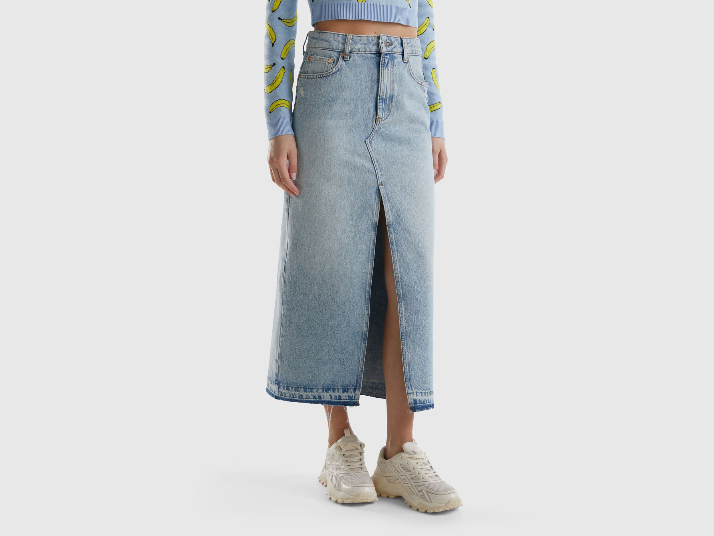 Gonna lunga di jeans Azzurro Benetton
