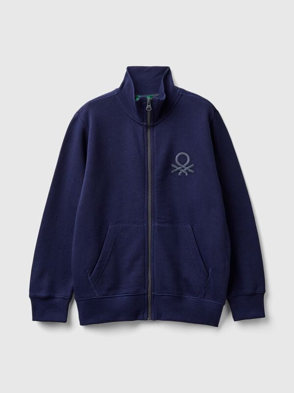 Felpa con zip in puro cotone Bambino