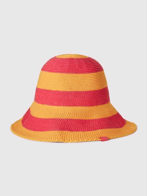 Cappello a righe arancioni e fucsia Donna