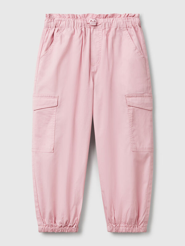 Pantaloni cargo in cotone stretch Bambina