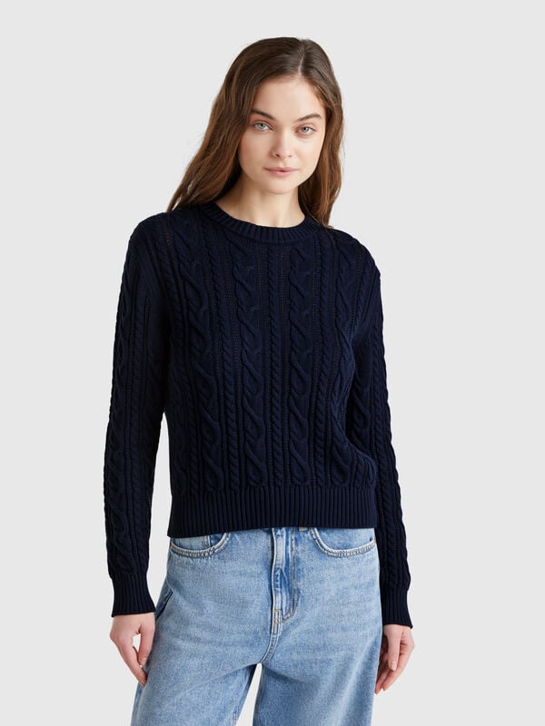 Maglia a trecce 100% cotone Donna
