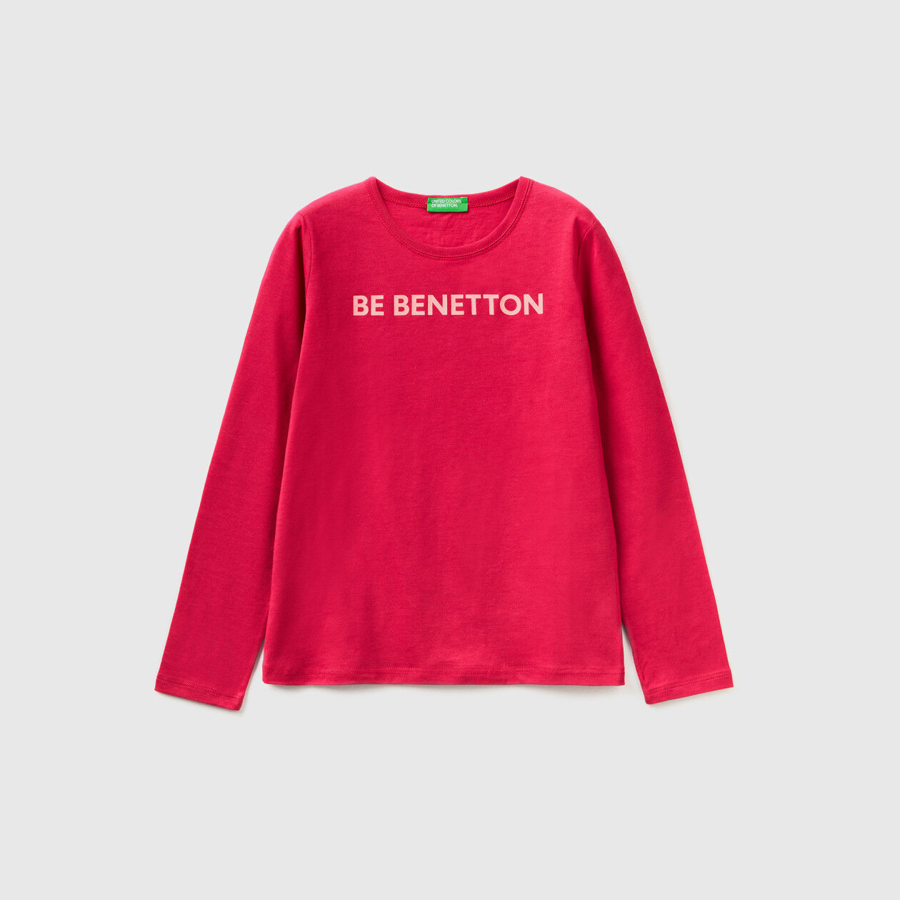 T shirt manica lunga 100 cotone Ciclamino Bambina Benetton