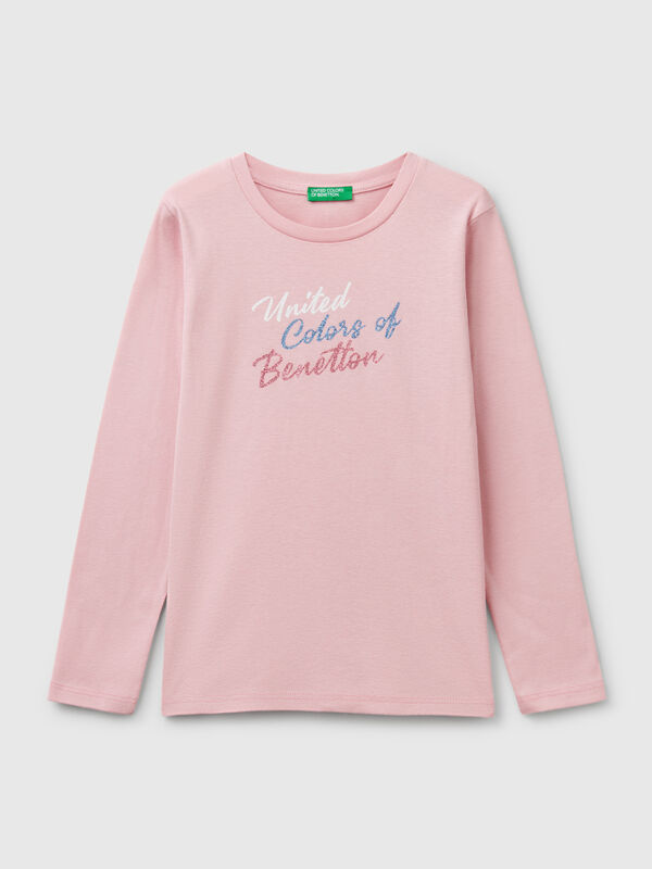 Maglietta a manica lunga con stampa glitter Bambina