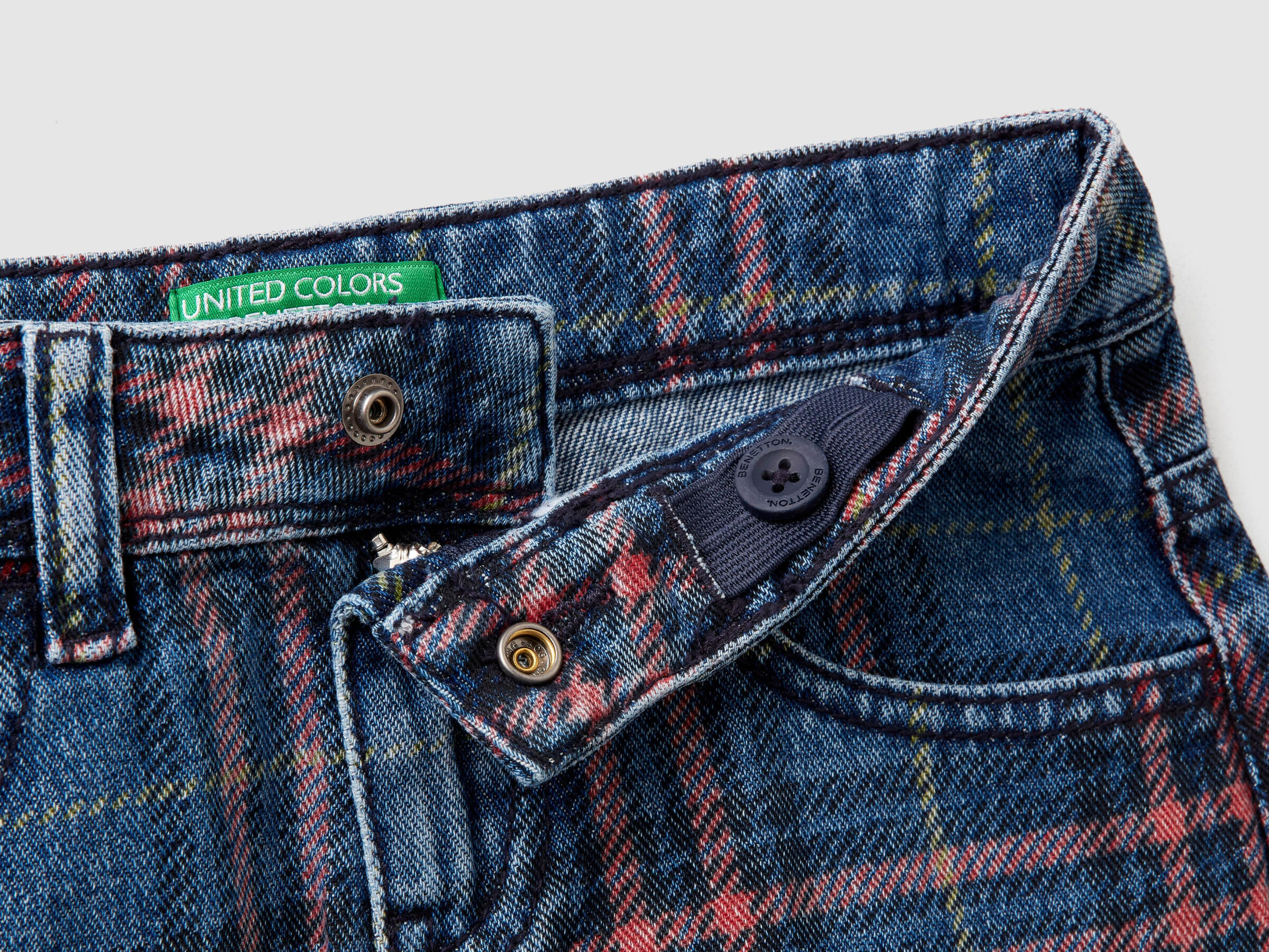 Minigonna in denim a quadri image number null