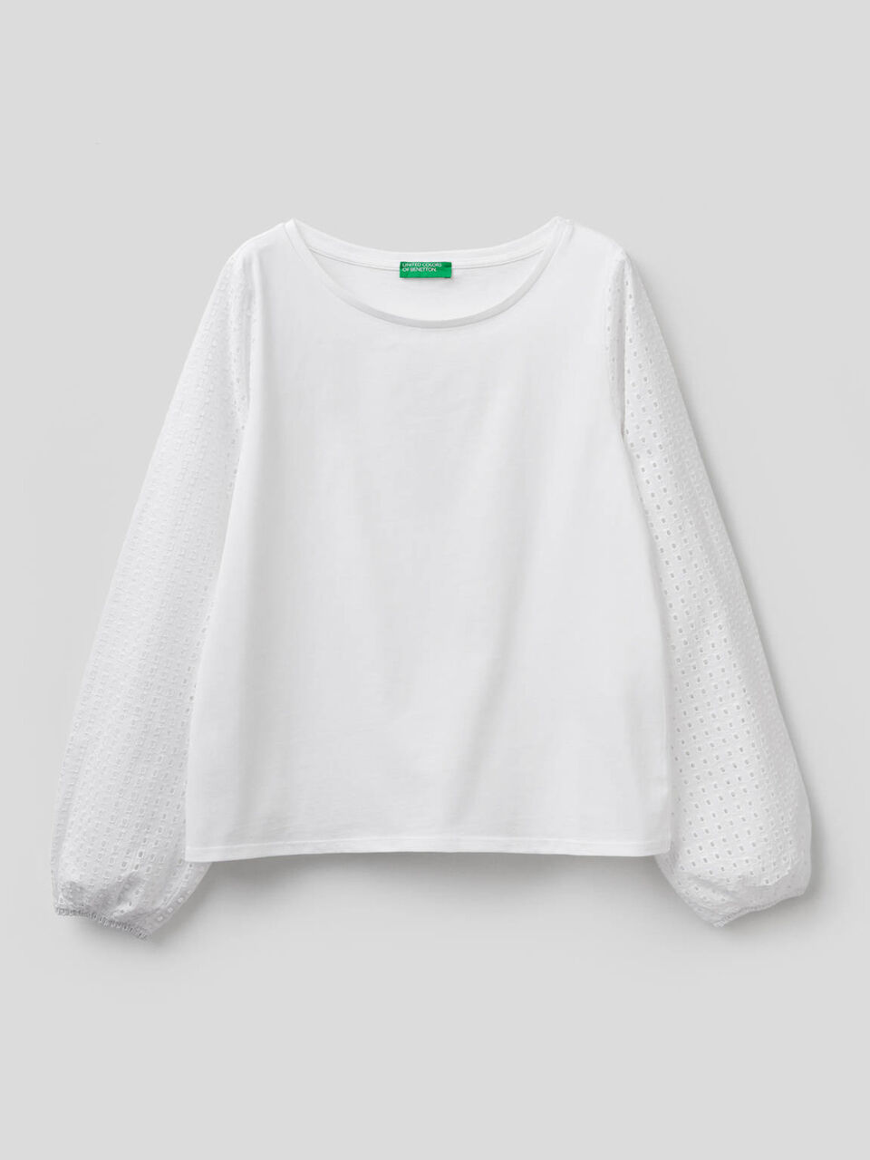 T-shirt con manica in sangallo image number 1
