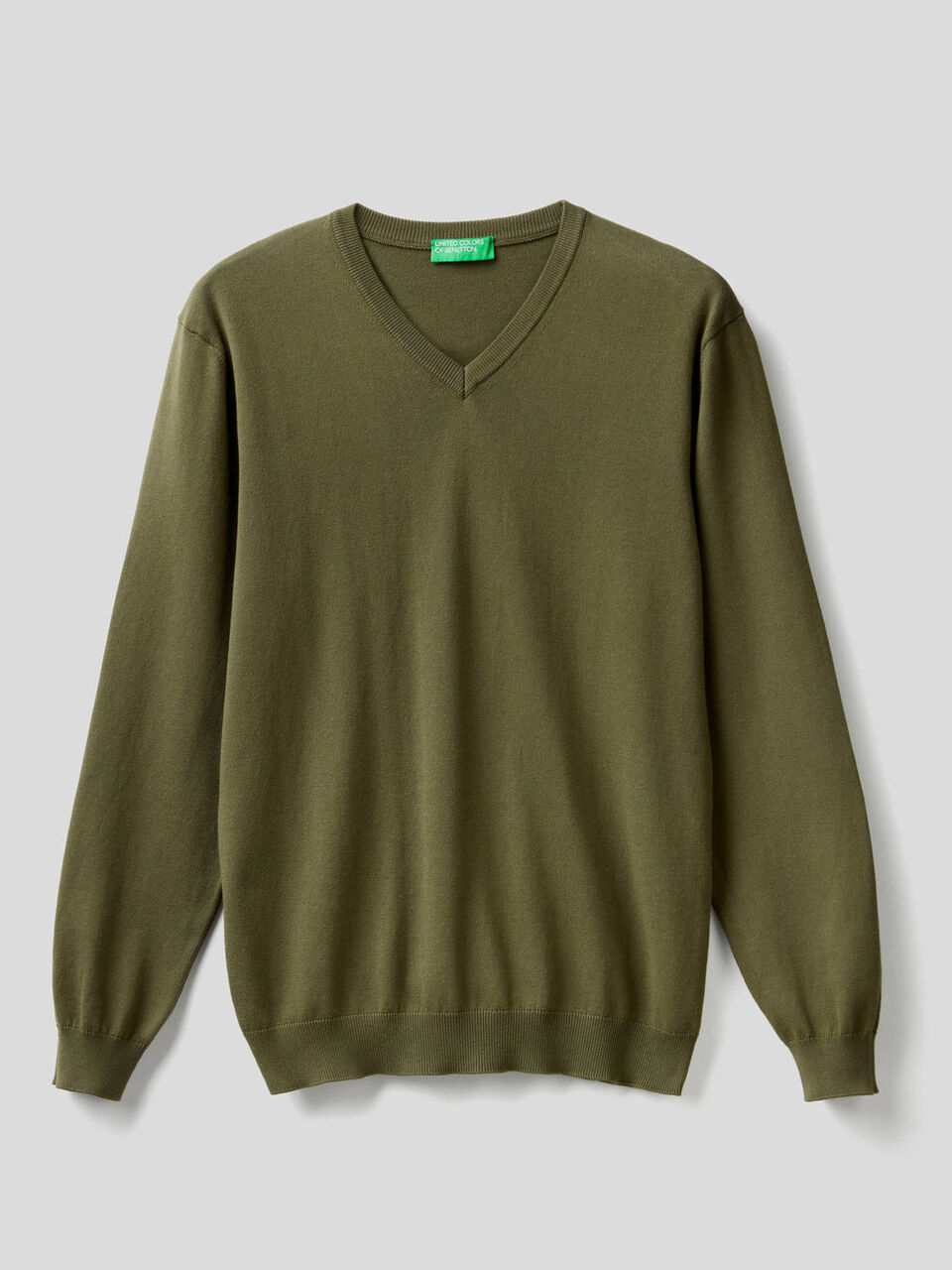 Maglia in puro cotone con scollo a V image number 1