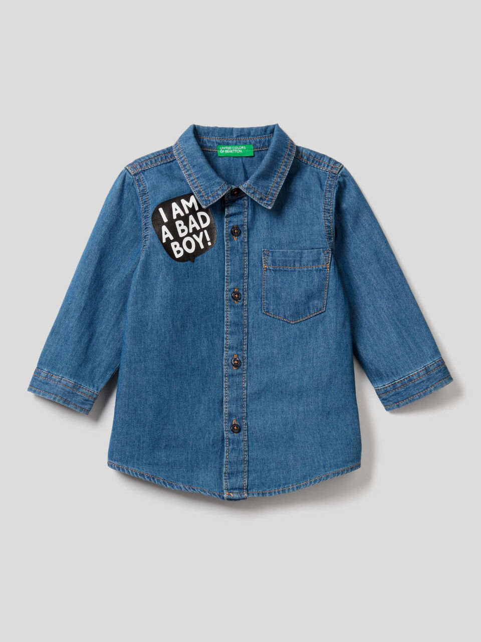 Camicia in jeans leggero 100% cotone image number 1