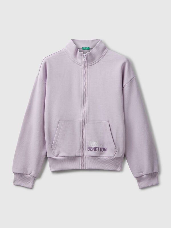 Felpa con zip e stampa Bambina