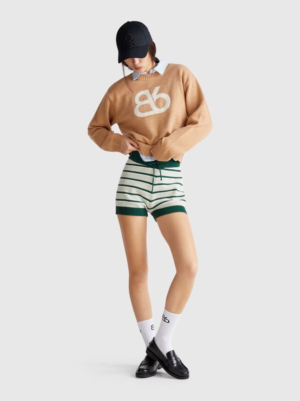 Shorts in maglia a righe Donna