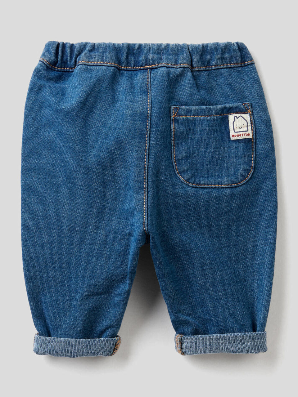 Pantaloni in felpa stretch effetto denim image number 2