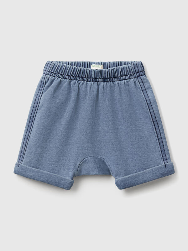 Shorts con patch in felpa effetto denim Baby
