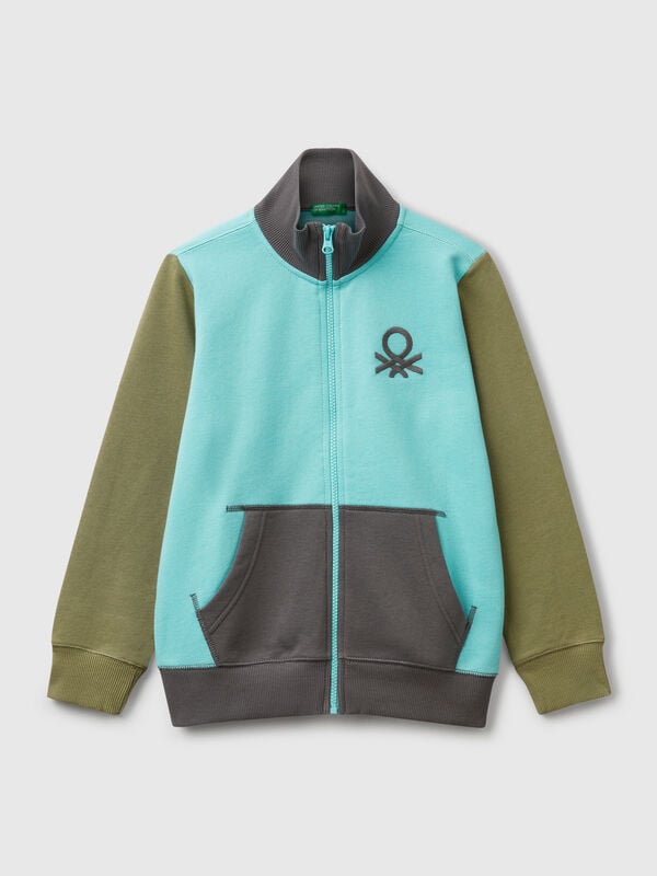 Felpa con zip in puro cotone Bambino
