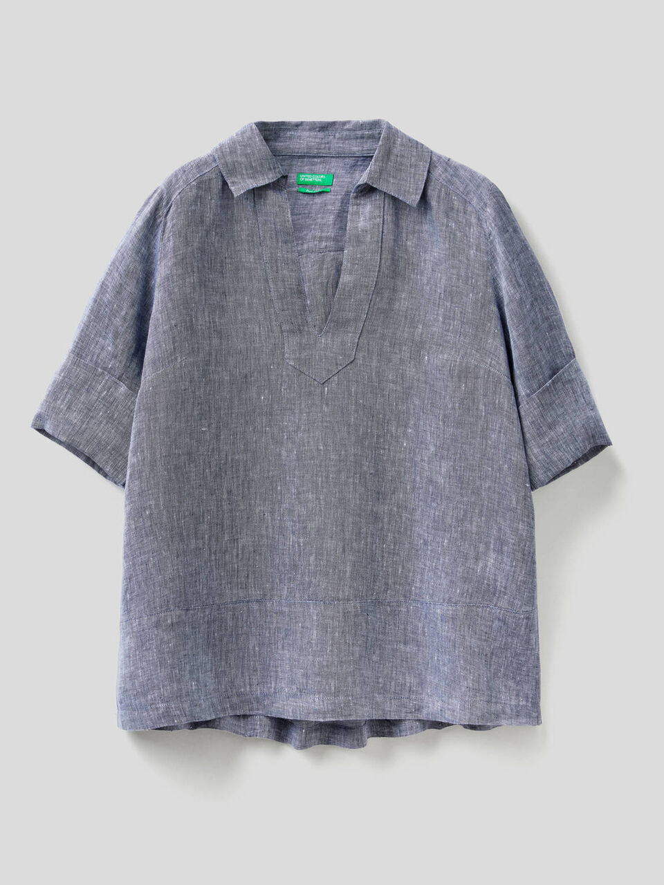 Blusa a manica corta in puro lino image number 1