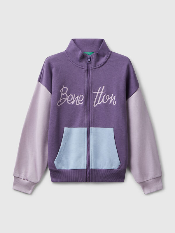 Felpa con zip e stampa Bambina