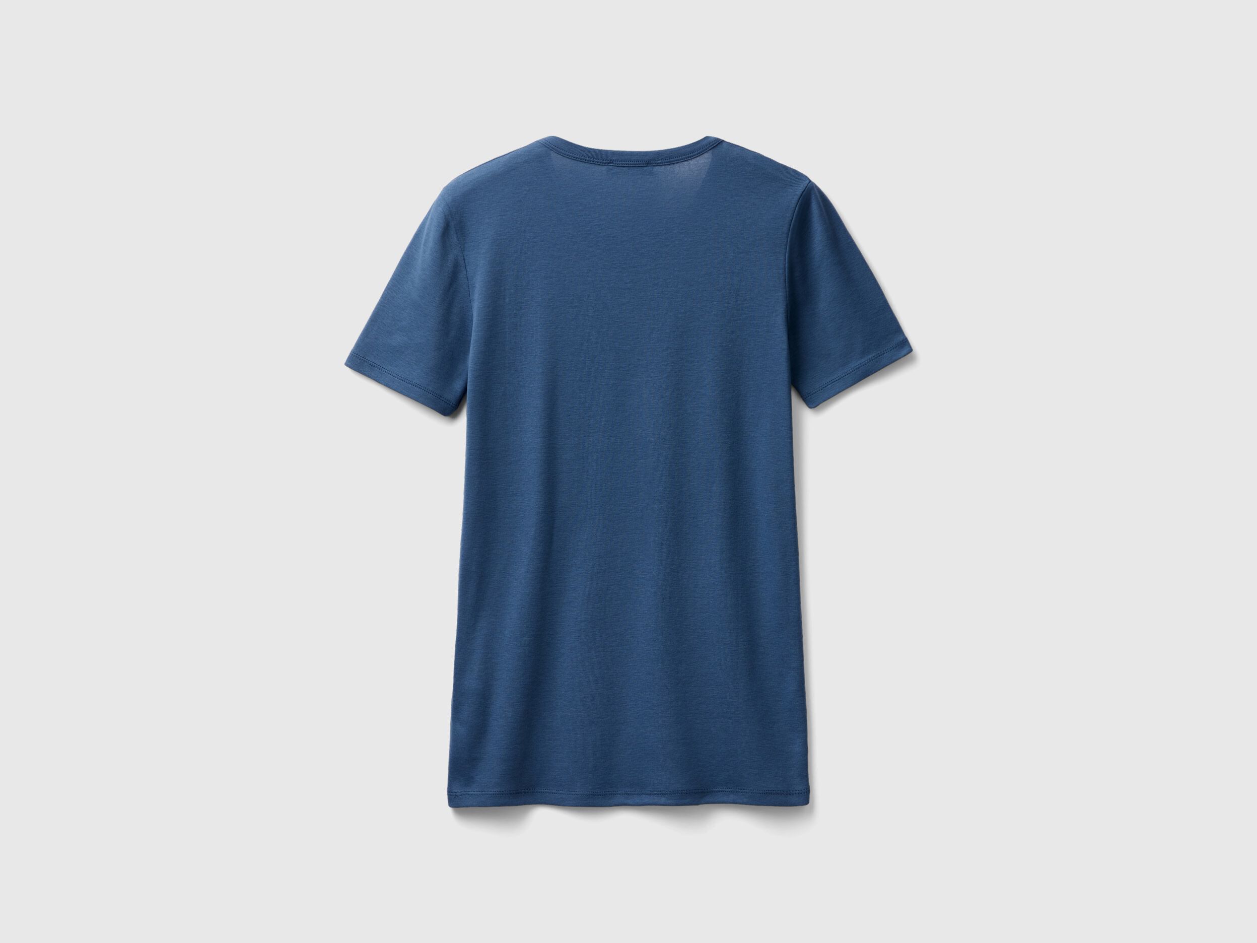 T shirt 100 cotone con stampa logo glitter Avio Donna Benetton