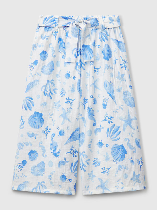 Pantaloni palazzo con stampa marina Bambina