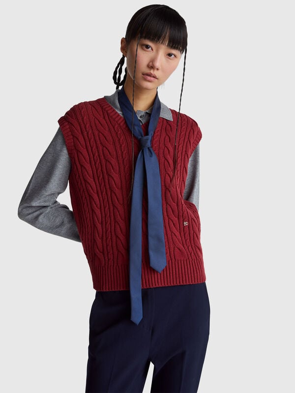 Gilet con trecce Donna
