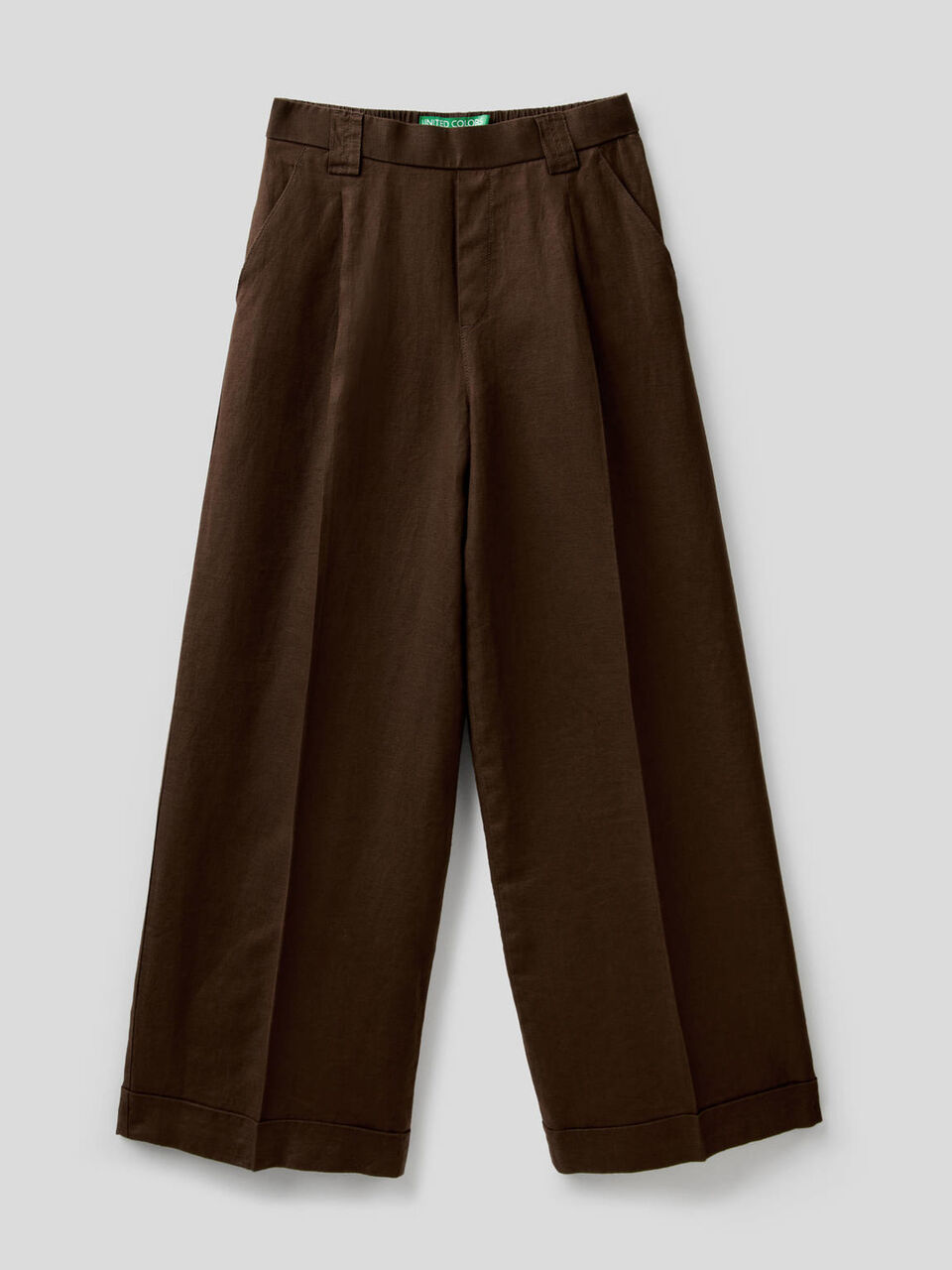 Pantaloni a gamba ampia in 100% lino image number null