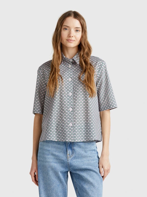 Camicia fantasia in cotone leggero Donna
