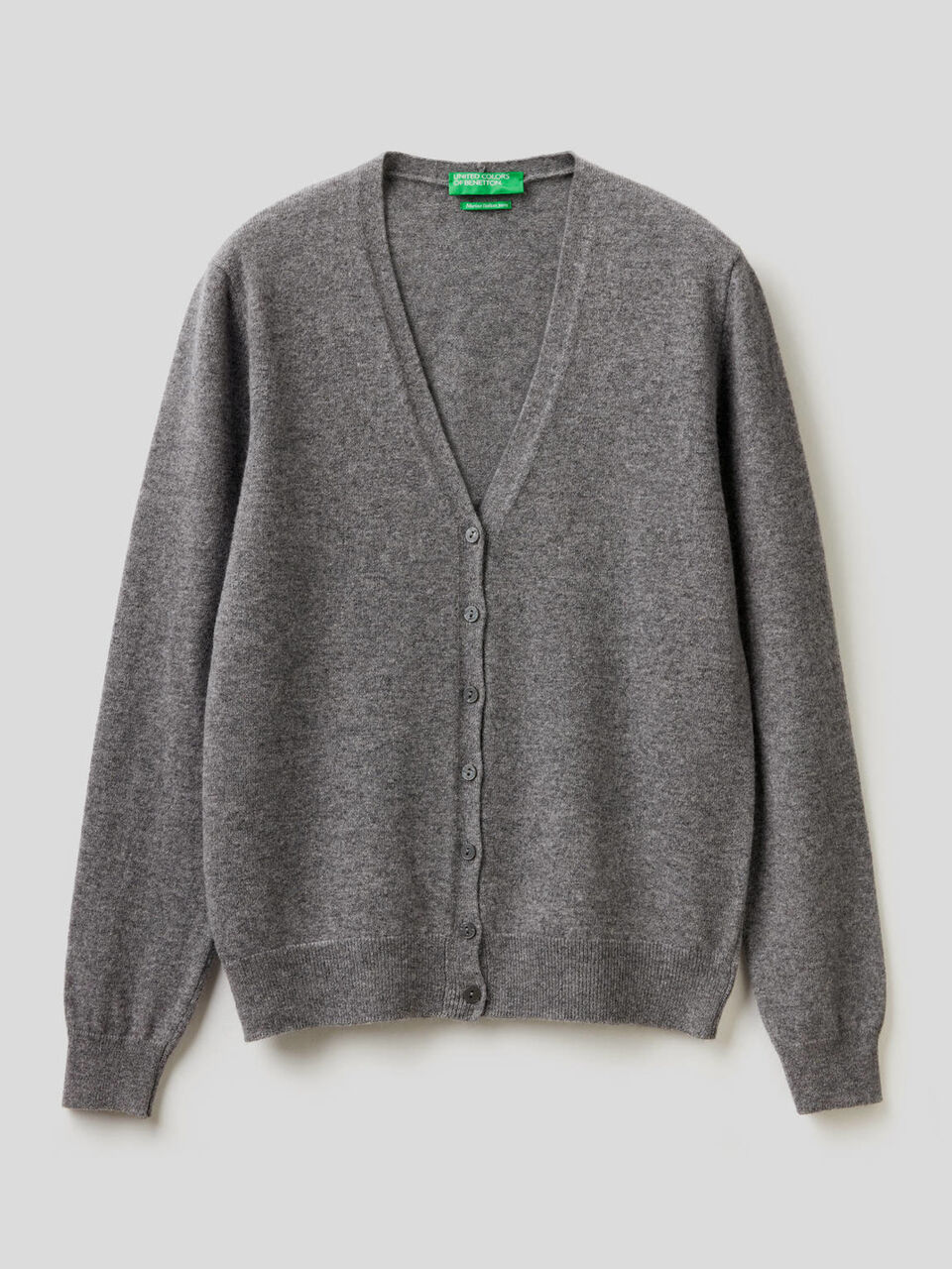 Cardigan scollo a V in pura lana vergine image number 1
