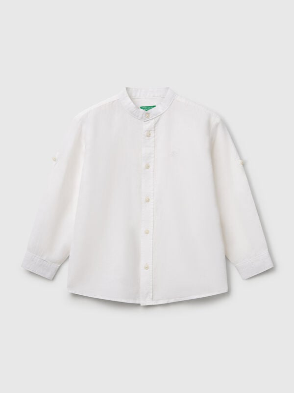 Camicia alla coreana in misto lino Bambino