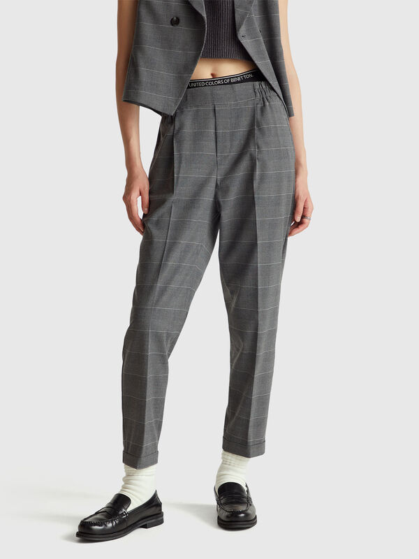 Pantaloni pied de poule in flanella Pantaloni pied de poule in flanella Donna