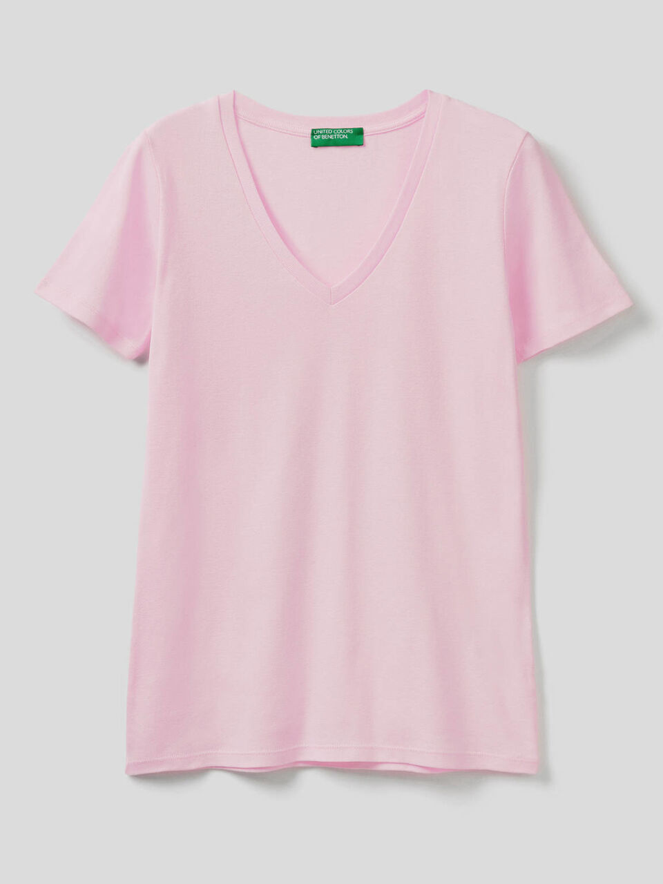 T-shirt in puro cotone con scollo a V image number 1