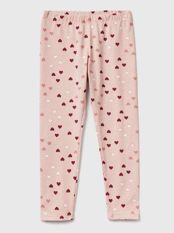 Leggings rosa chiaro a cuori Bambina