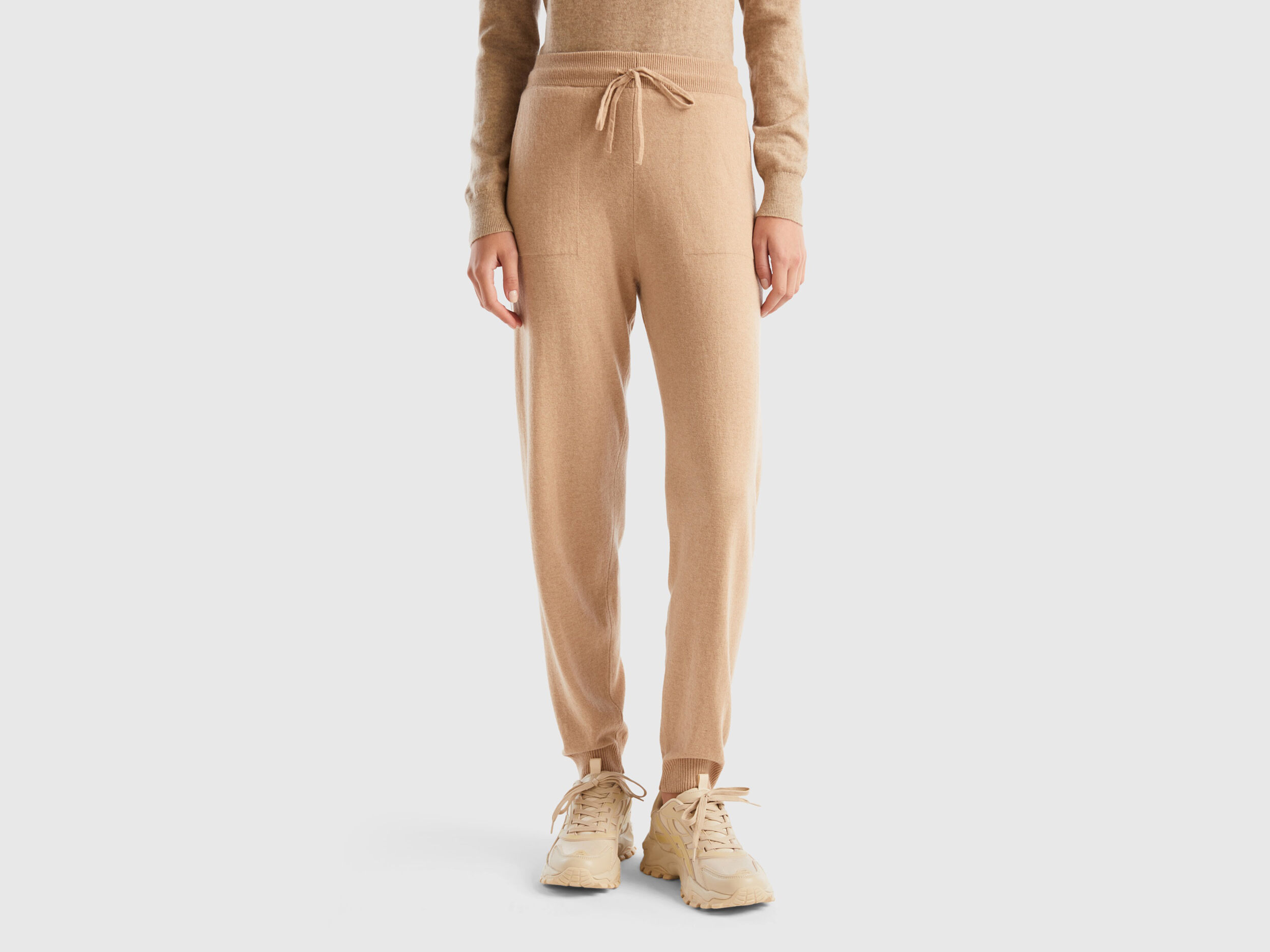 Pantalone sportivo cammello misto cashmere