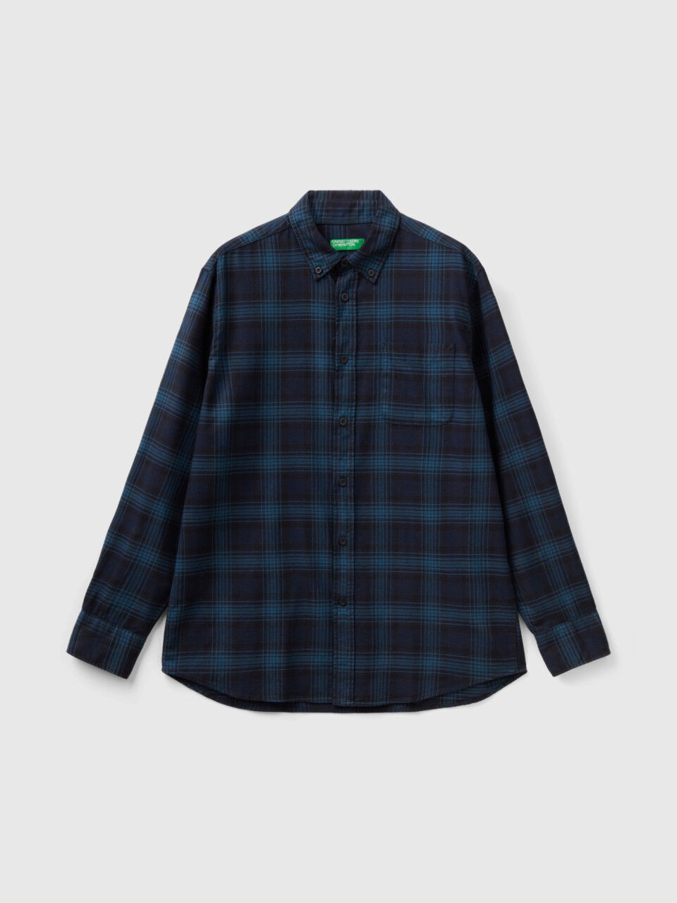 Camicia di flanella a quadri Blu Scuro Uomo Benetton