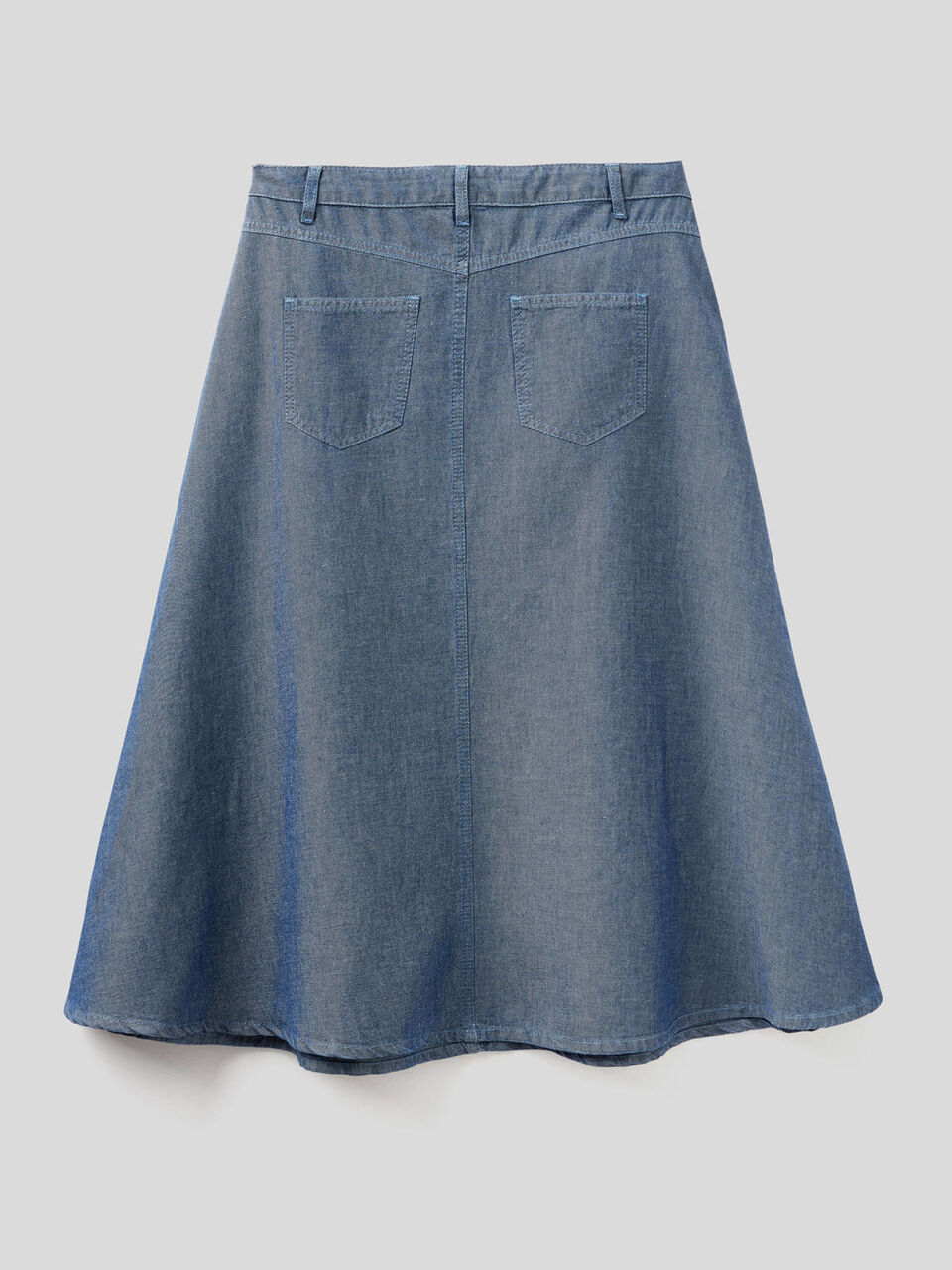 Gonna midi in denim di misto cotone image number 2