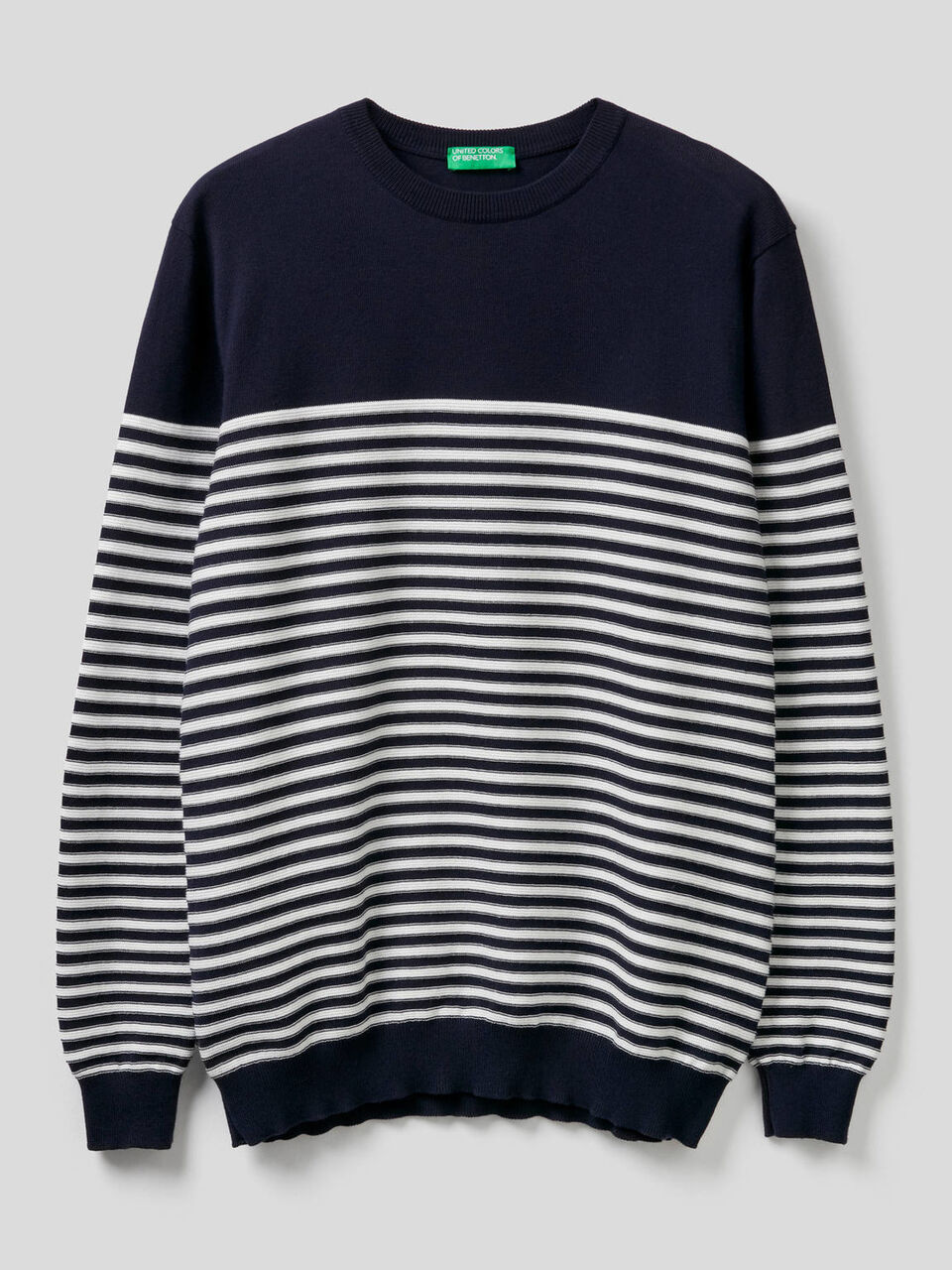 Maglia girocollo a righe 100% cotone image number 1
