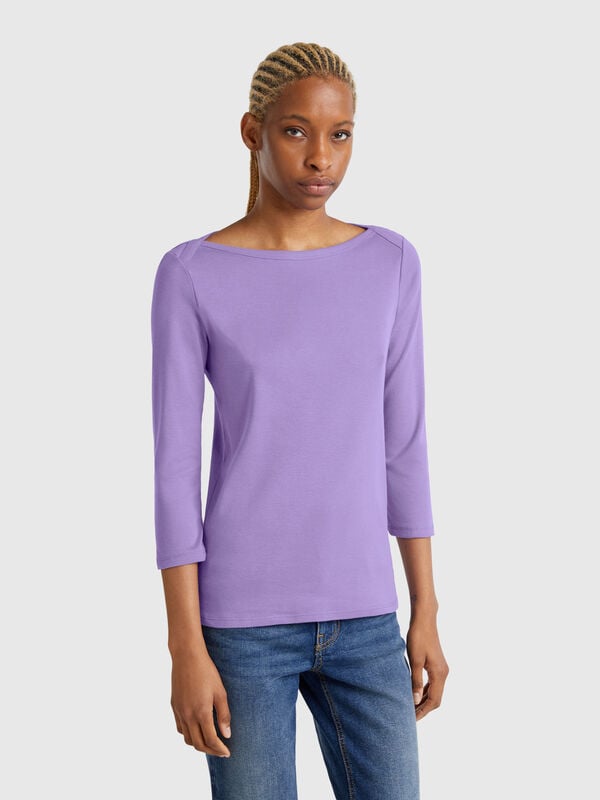 T-shirt con scollo a barchetta 100% cotone Donna