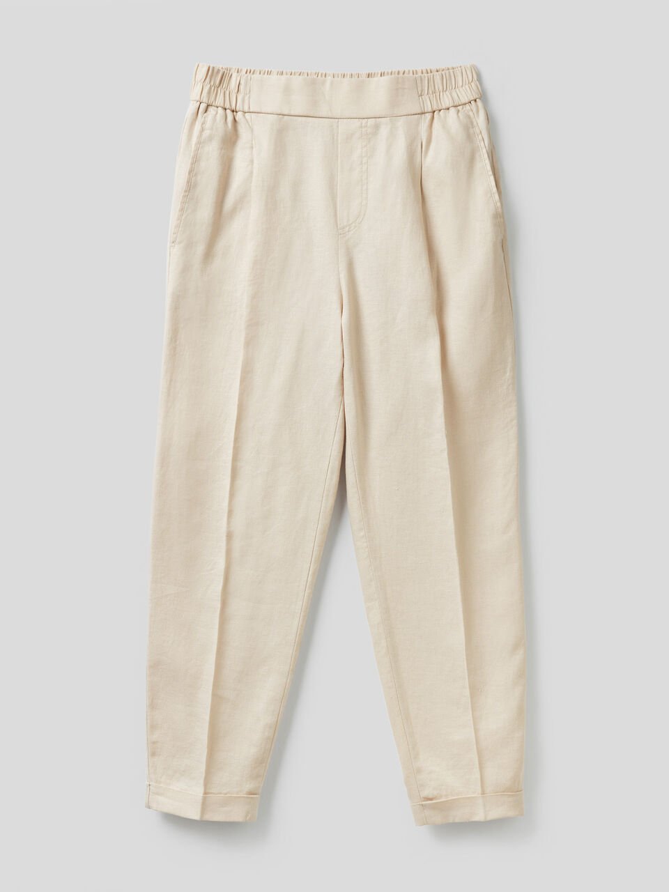 Pantaloni cropped in 100% lino image number 1