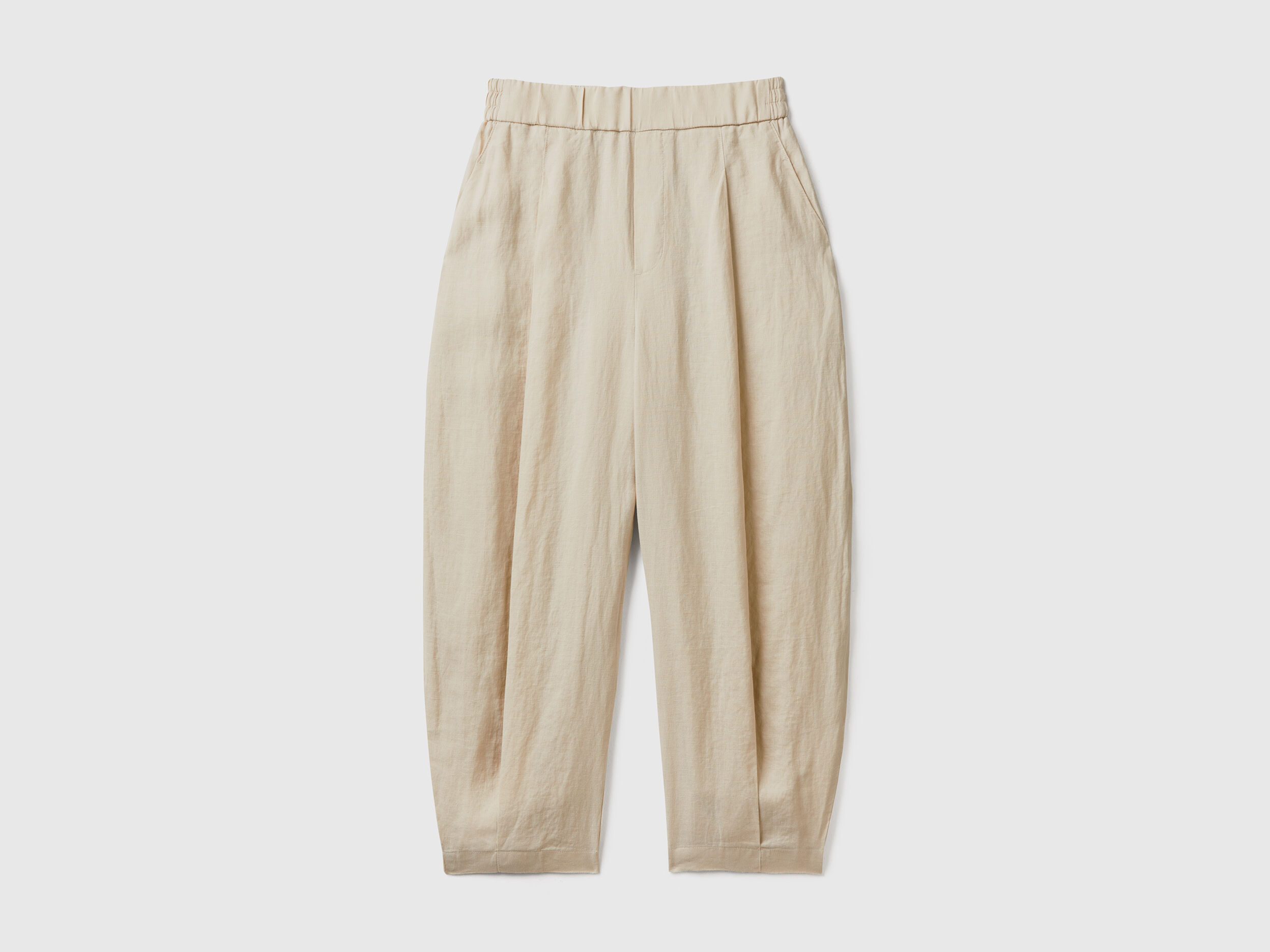Pantaloni morbidi in puro lino Beige Benetton