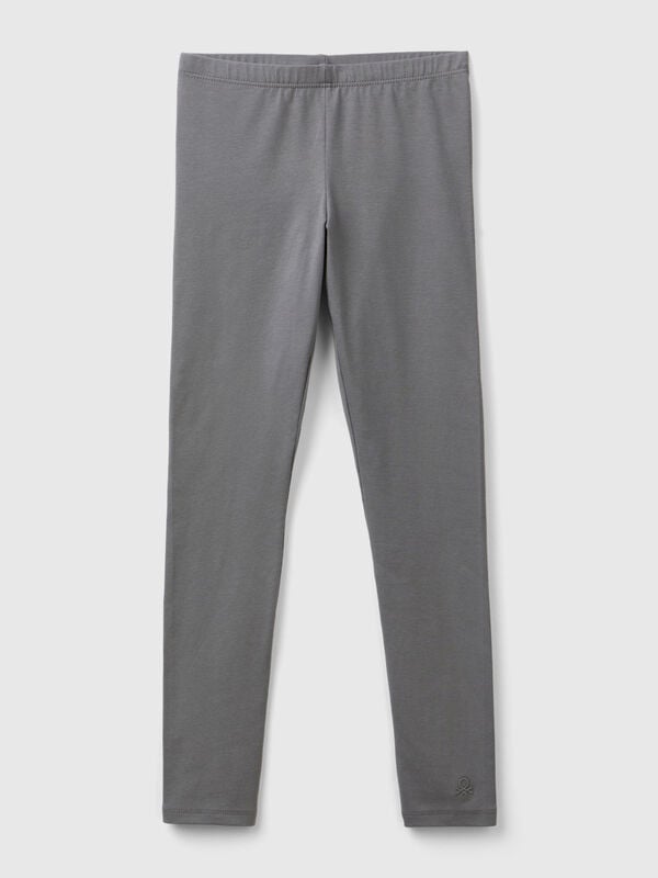 Leggings in cotone stretch con logo Bambina