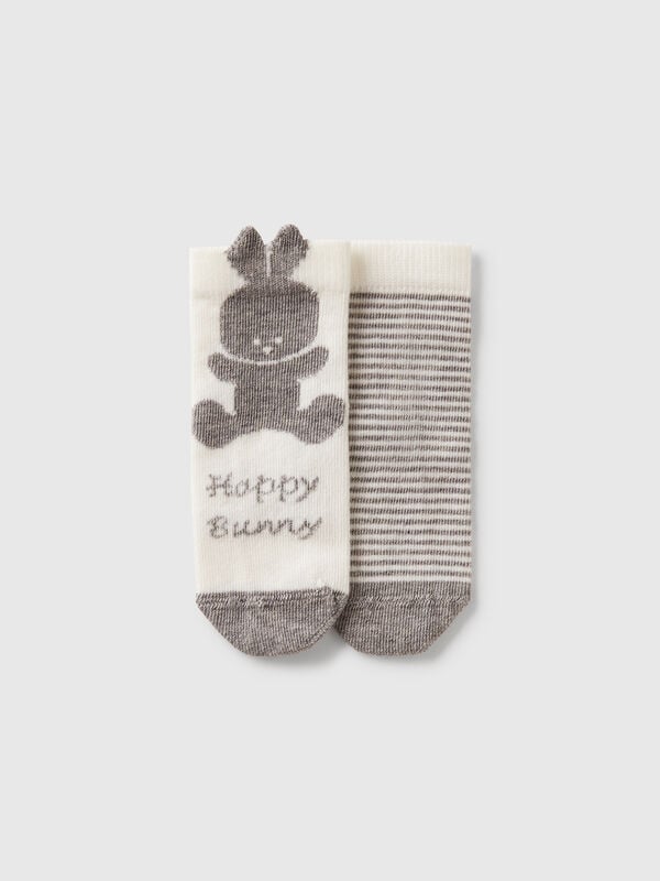 Set calzini con righe e coniglietto Baby