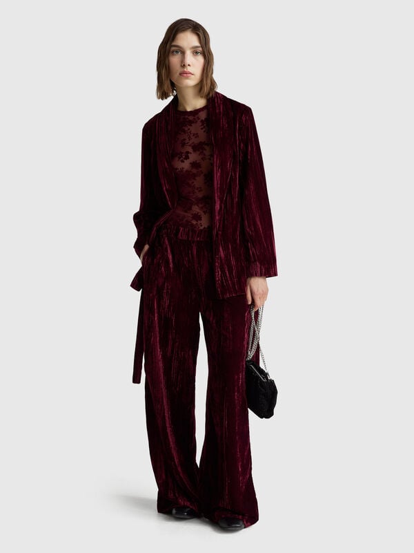 Pantaloni ampi in velluto liscio Donna