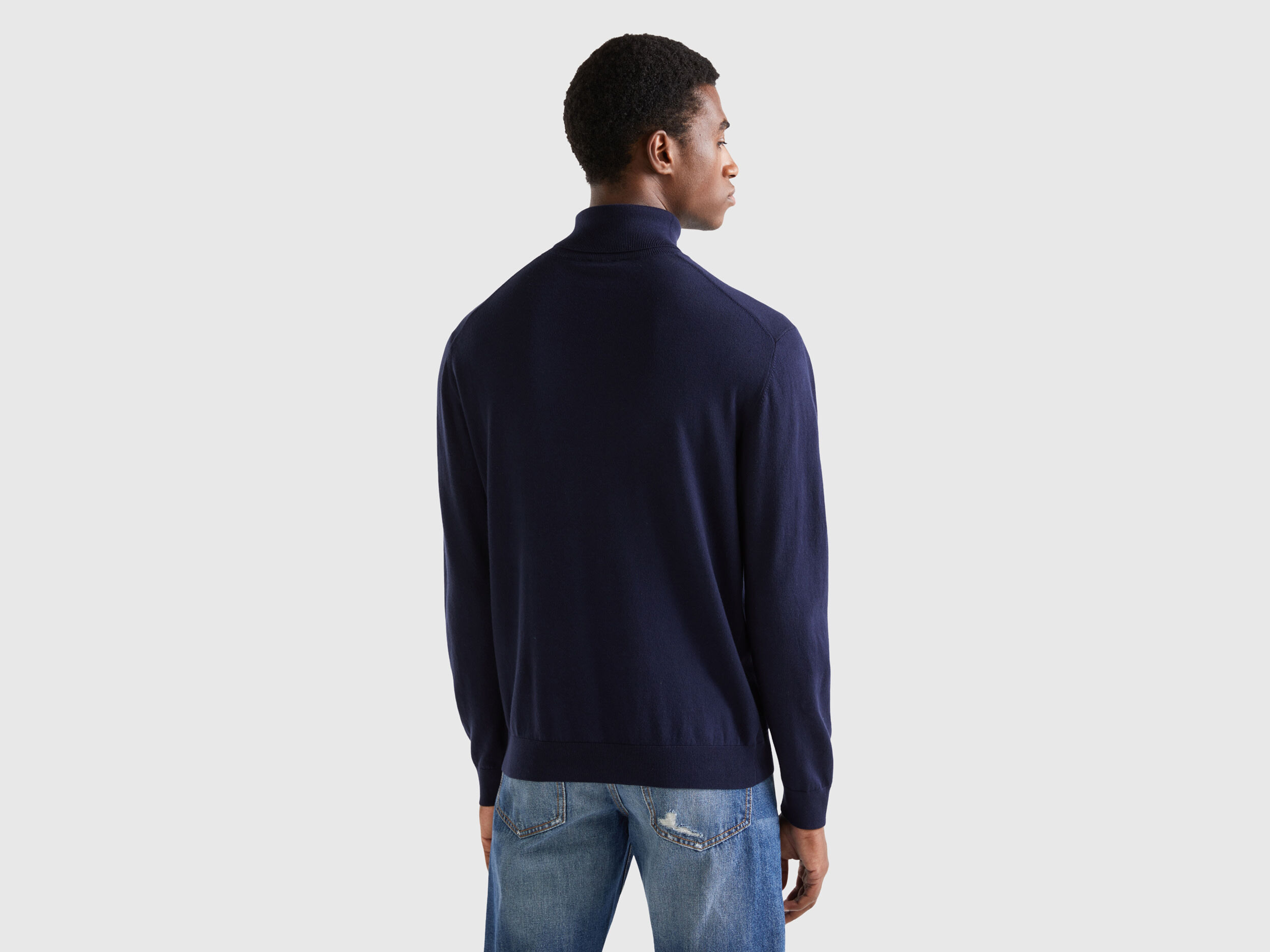 Dolcevita in misto cotone leggero Blu Scuro Benetton