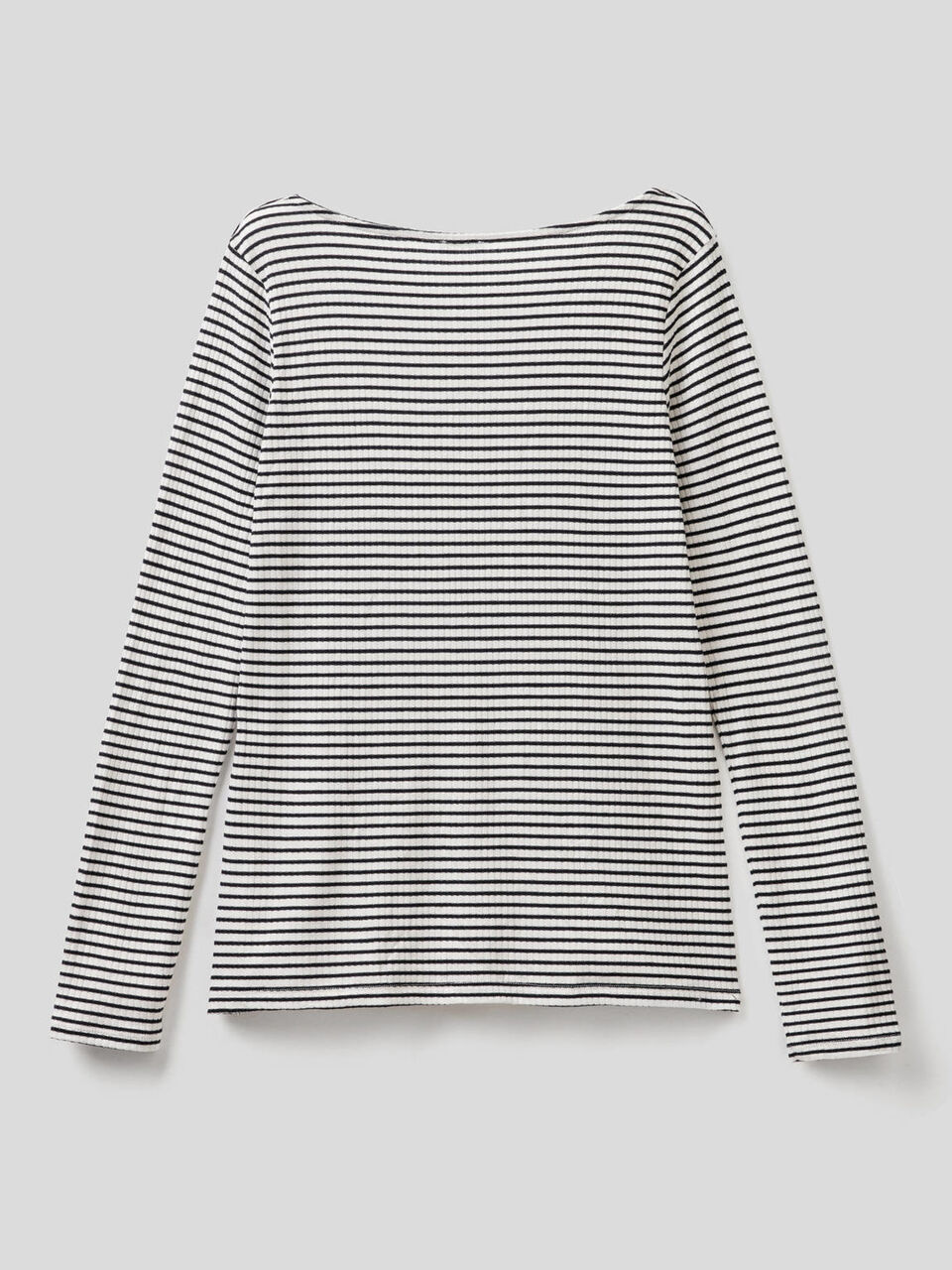 T-shirt a righe in misto viscosa stretch image number 2