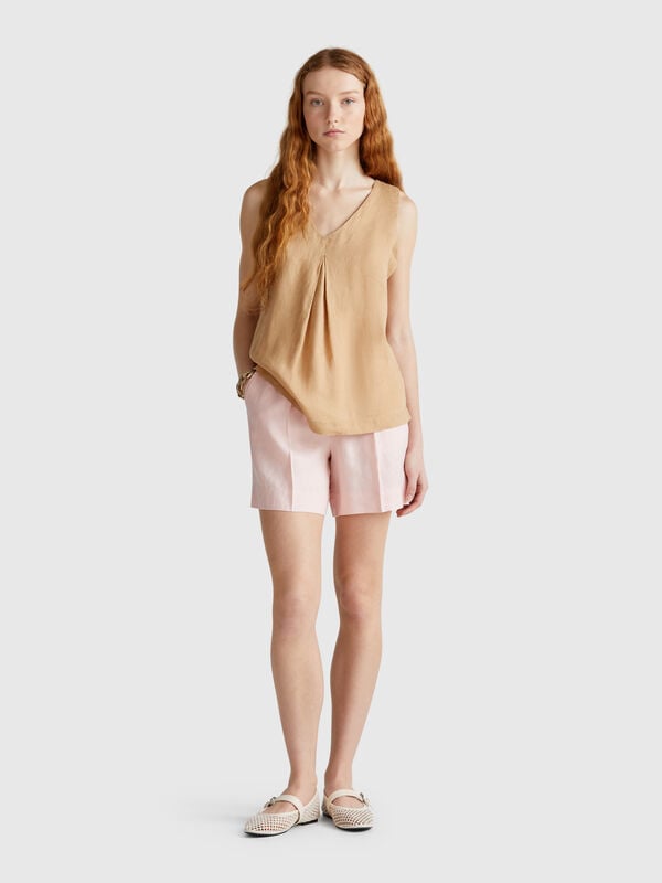 Shorts in puro lino con coulisse Donna