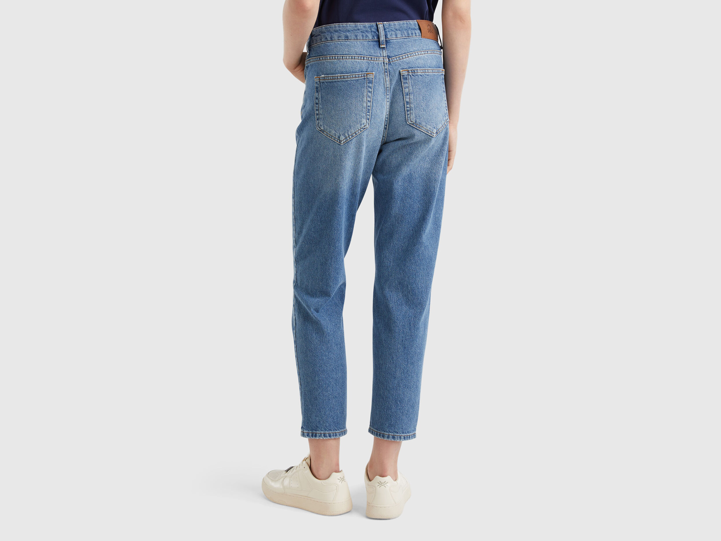 Jeans cropped a vita alta Blu Benetton